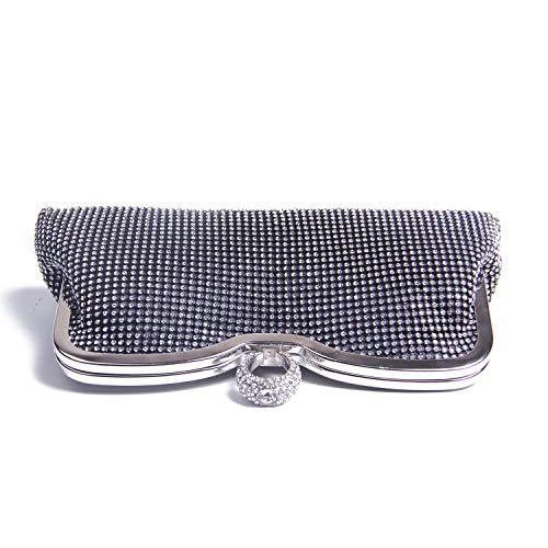 Syrads Bolso de Boda Dorado Clutch Mujer Fiesta Carteras de Mano Bolso de Noche Bandolera con Cadena para Ceremonia Novia Diamantes 722 (Negro 2)