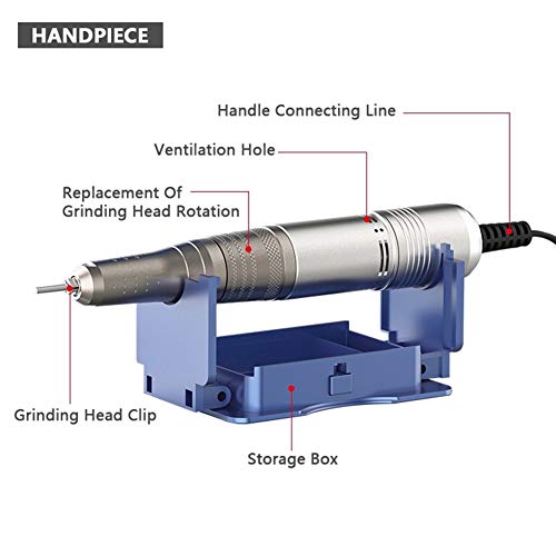 Taladro Eléctrico Clavo - 35000RPM Profesional Alta Velocidad Manicura Pedicura Máquina Con Pantalla Alta Definición Digital Portátil Taladro Eléctrico Efile Para Dar Forma, Quitar Uñas Acrílicas