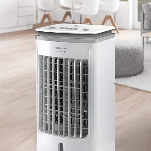 Taurus R501 - Climatizador evaporativo portátil y compacto, ventilador refrescante, enfría, ventila, humidifica, 3 velocidades, 5L, Filtro anti-polvo, Incluye 2 contenedores de hielo