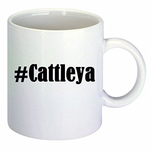 taza para café #Cattleya Hashtag Raute Cerámica Altura 9.5 cm diámetro de 8 cm de Blanco