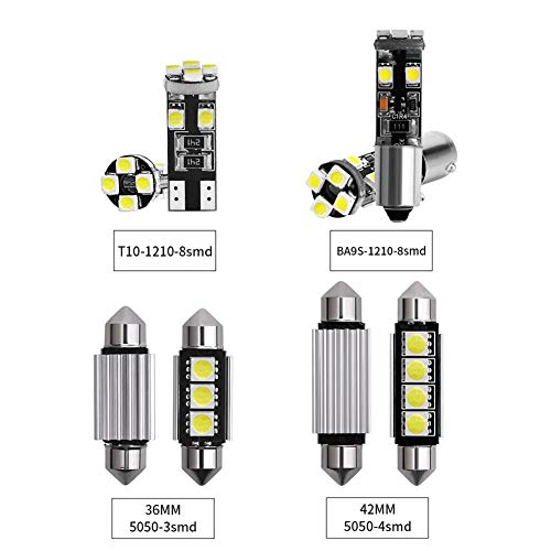 Teabelle 21 Piezas de Luz Interior LED para Coche Kit de Lámpara de Cúpula Placa de Matrícula Bombillas