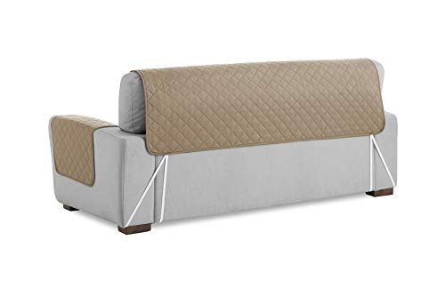 textil-home Funda Cubre Sofá Chaise Longue Malu, Protector para Sofás Acolchado Brazo Derecho. Tamaño -240cm. Color Beige (Visto DE Frente)