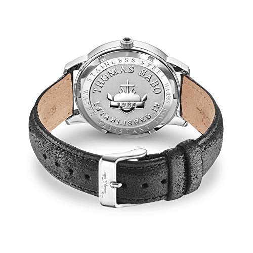 THOMAS SABO Reloj Analógico para Hombre de Cuarzo con Correa en Cuero WA0355-203-201-42 mm