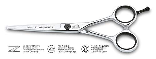 Tijeras de Peluquería Profesional EXPERT - Tijera peluquero para salón de corte de cabello forjada en caliente de acero inoxidable con tornillo regulable Filarmónica