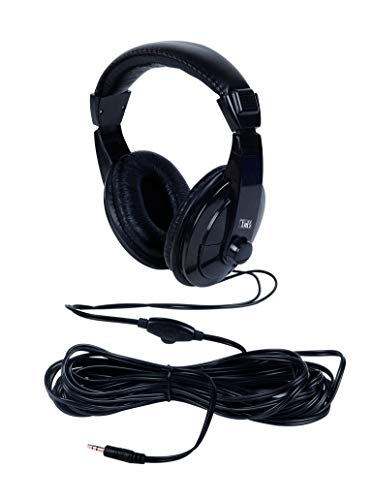 T'nB Auriculares Diadema HiFi - con Cable Extra Largo de 8 Metros y Control de Volumen, Ideales para la TV