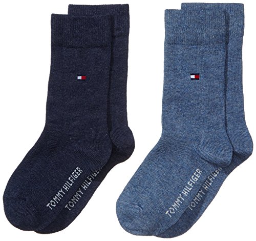 Tommy Hilfiger 391334, Calcetines para Niños, Azul (Jeans 356), 35-38 (Tamaño del fabricante:035) (Pack de 2