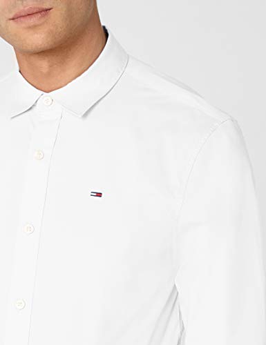 Tommy Hilfiger Original Stretch Shirt Camisa, Blanco (Classic White), M para Hombre