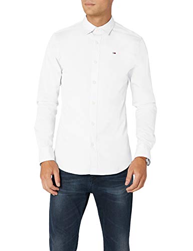 Tommy Hilfiger Original Stretch Shirt Camisa, Blanco (Classic White), M para Hombre