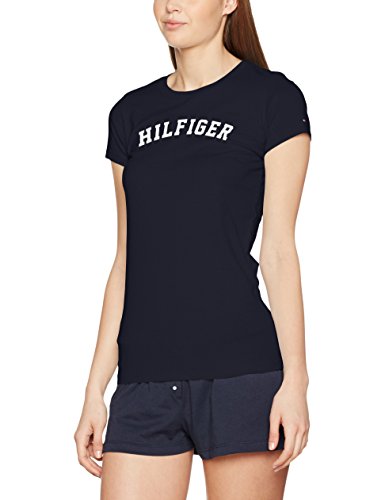 Tommy Hilfiger SS tee Print Camiseta con Logo, Azul (Navy Blazer 416), XS para Mujer