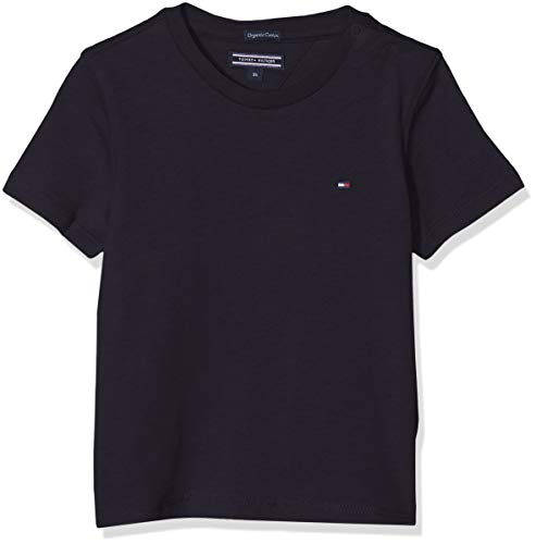 Tommy Hilfiger T Camiseta Básica de Manga Corta, Azul (Sky Captain), 98 (Talla del Fabricante: 3) para Niños