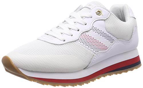 Tommy Hilfiger Tommy Corporate Retro Sneaker, Zapatillas para Mujer, Blanco (White 100), 37 EU