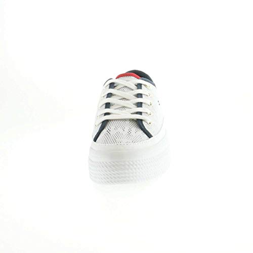 Tommy Hilfiger Tommy Jacquard Flatform Sneaker, Zapatillas para Mujer, Blanco (White 100), 41 EU