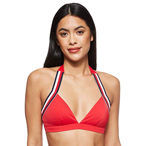 Tommy Hilfiger Women Firma Cinta Triángulo Bikini Top, Deslumbramiento Rojo Deslumbramiento Rojo XS