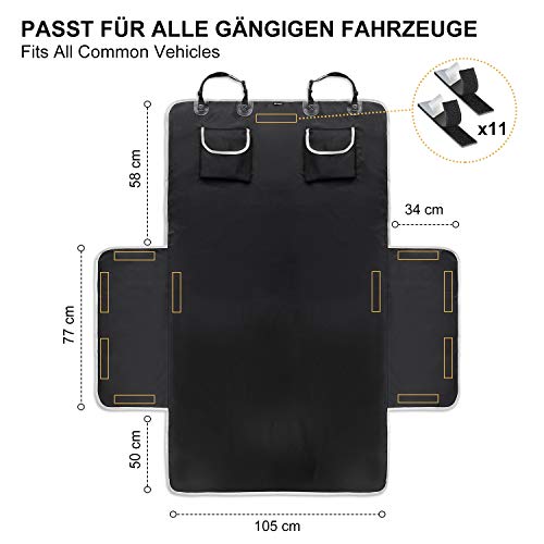 Toozey Funda para Maletero de Coche Universal, 2 Bolsillos Grandes, Impermeable & Antideslizante, 185 x 105 cm Funda para Perros para Todos los Autos, Cuenco Plegable y E-Book Bono