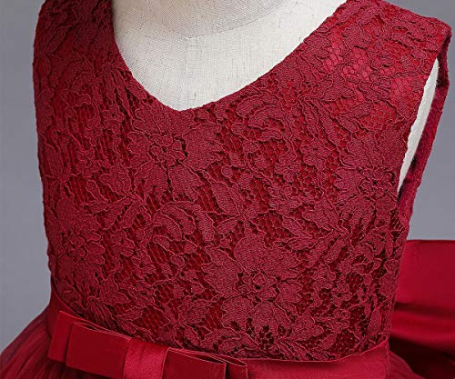 TTYAOVO Vestido de Fiesta de Encaje de Dama de Honor de la Boda de la Princesa de Las Niñas Tamaño(80) 6-12 Meses 06 Rojo