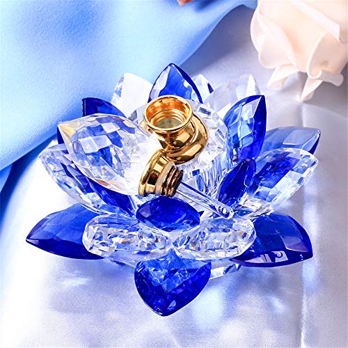 TYGJB Crystal Lotus Flower Incensario Figuras Miniaturas Feng Shui Botella de Perfume de Vidrio para decoración del hogar Regalos para Recuerdos de Boda (Púrpura)