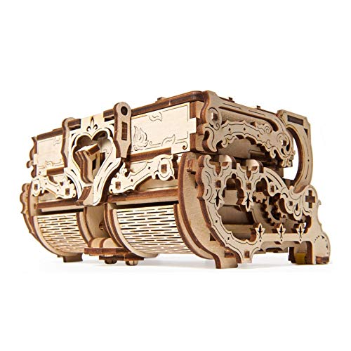 UGEARS Cofrecito De Época Modelo mecánico - Puzzle 3D Rompecabezas Adultos - Caja de Tesoro de Madera - Cofre del Tesoros - Vintage Cajas de Madera Maquetas para Construir Adultos y Adolescentes