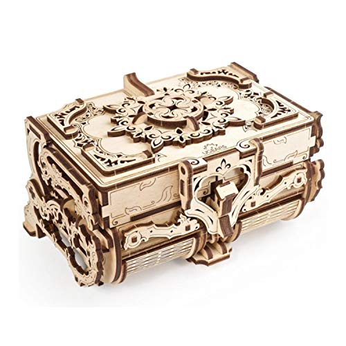 UGEARS Cofrecito De Época Modelo mecánico - Puzzle 3D Rompecabezas Adultos - Caja de Tesoro de Madera - Cofre del Tesoros - Vintage Cajas de Madera Maquetas para Construir Adultos y Adolescentes