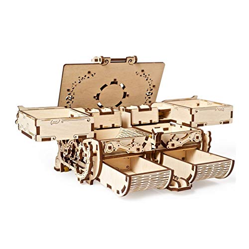 UGEARS Cofrecito De Época Modelo mecánico - Puzzle 3D Rompecabezas Adultos - Caja de Tesoro de Madera - Cofre del Tesoros - Vintage Cajas de Madera Maquetas para Construir Adultos y Adolescentes