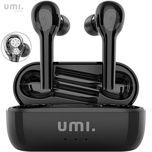 Umi by Amazon Auriculares inalámbricos Bluetooth 5.0 con Hybrid Drivers Quad Umibuds Altavoces de grafeno duales dinámicos Auriculares Bluetooth inalambricos estéreo IPX7 Resistentes al Agua (Negro)