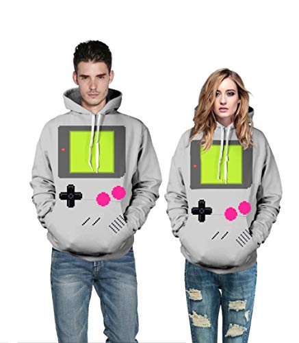 Unisex Parejas Gameboy Sudadera con Capucha Impreso en 3D Sudadera de Secado rápido Sudadera con Capucha de Manga Larga Bolsillos Top WY-61 (Color : Multi-Colored, Size : L/XL)