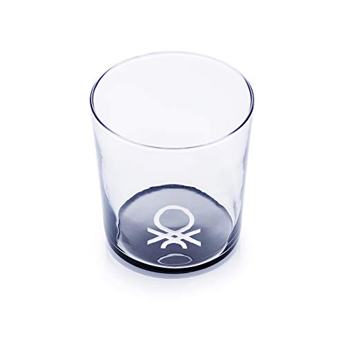 UNITED COLORS OF BENETTON. BE068 Set 4 piezas vasos de agua 0.345 l cristal logo inferior negro Casa Benetton, Glass