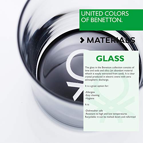 UNITED COLORS OF BENETTON. BE068 Set 4 piezas vasos de agua 0.345 l cristal logo inferior negro Casa Benetton, Glass