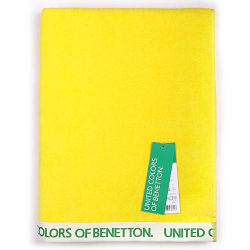 UNITED COLORS OF BENETTON. Toalla de Playa 90x160cm 380gsm Velour 100% algodón Amarillo Casa Benetton, 90x160