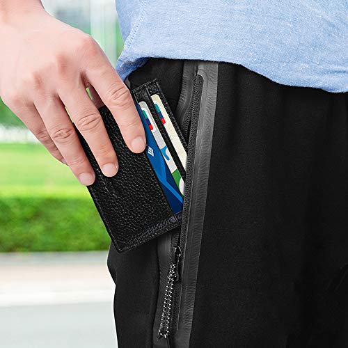 URAQT Tarjetero para Tarjetas de Crédita, Billetera para Tarjetas de Crédito de Tecnología Anti-Robo RFID, Carteras del Bolsillo del Frente para Hombre y Mujer, Negro