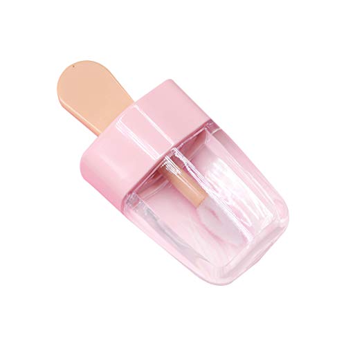 VAILANG 3.2x6.8cm Forma de Helado Dulce Mini Tubo de Brillo de Labios Contenedor de bálsamo Labial vacío con Tapa Rosa Inserciones de Goma Lápiz Labial Dispensador de Muestra Botella