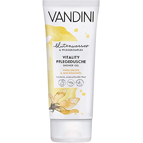 VANDINI VITALITY - Set de regalo de flor de vainilla y aceite de macadamia, contenido: gel de ducha 200 ml, loción corporal 200 ml