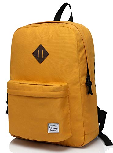 VASCHY Mochilas Escolares,Mochila Mujer Resistente Al Agu Casual Vintage Mochila Juvenil Livianas 20 Litros para Universidad Trabajo Viaje Amarillo