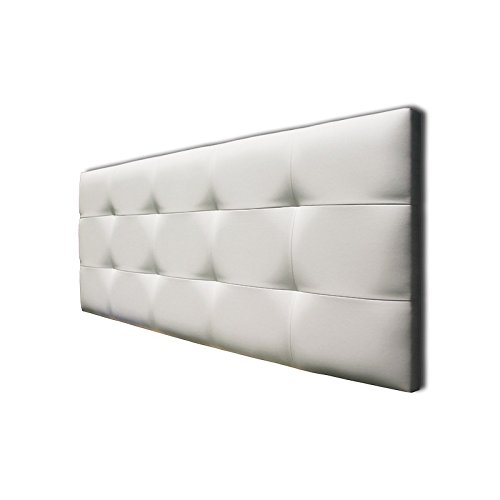 Ventadecolchones - Cabecero de Cama Tapizado Acolchado de Dormitorio en Polipiel con capitoné Modelo Tablet Blanco y Medidas 106 x 70 cm para Camas de 90 ó 105