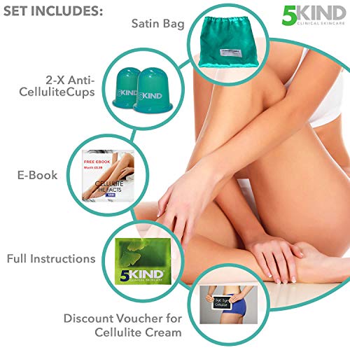 Ventosas Anticelulitis de Silicona Ventosas de Vacío Set de Cupping 5kind-Instrucciones Completas, Bolsa de Satén Gratis, Ebook Celulitis Gratuito valorado en 5.99£