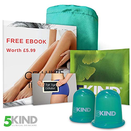 Ventosas Anticelulitis de Silicona Ventosas de Vacío Set de Cupping 5kind-Instrucciones Completas, Bolsa de Satén Gratis, Ebook Celulitis Gratuito valorado en 5.99£