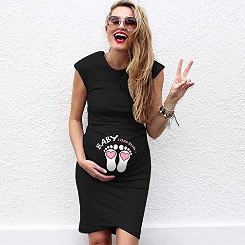 Vestidos sin Mangas de Mujer Ropa premamá Vestido de Maternidad Moda Estampado Baby Falda Larga Mujeres Embarazadas Suelto Casuales Woman Dress Verano MMUEJRY