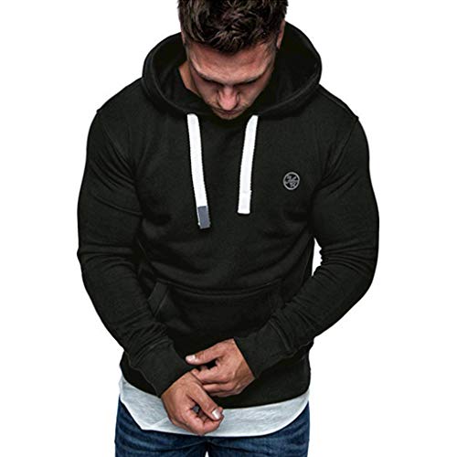 VPASS Sudaderas con Capucha, Sudadera para Hombre de Manga Larga otoño Invierno Casual Abrigo Camisas Blusa Top chándales Color sólido Hombres Manga Larga Chaqueta Abrigo