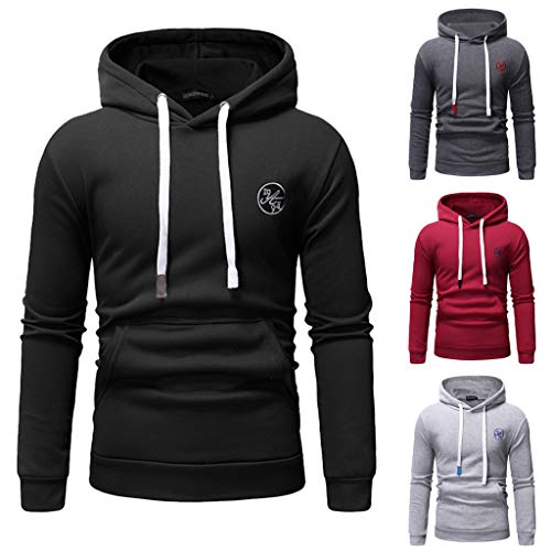 VPASS Sudaderas con Capucha, Sudadera para Hombre de Manga Larga otoño Invierno Casual Abrigo Camisas Blusa Top chándales Color sólido Hombres Manga Larga Chaqueta Abrigo