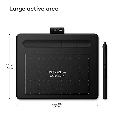 Wacom Intuos S Tableta Gráfica Bluetooth para pintar, dibujar, editar fotos con 2 softwares creativos incluidos para descargar, Windows & Mac, óptima para la educación en línea y el teletrabajo, negra