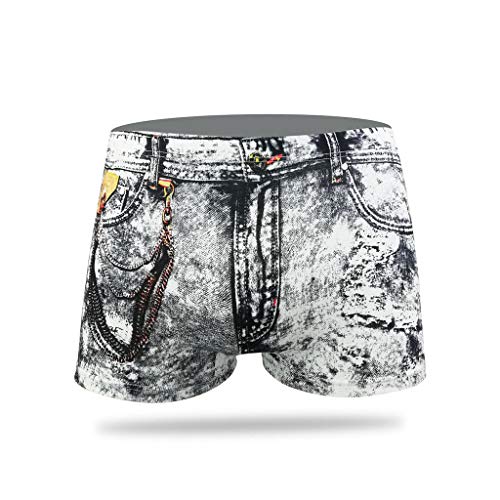 waotier Calzoncillos Hombre De Verano Sexy Denim Impreso Dollar Pocket Boxer Shorts Pantalones Ropa Interior De Mezcla De AlgodóN Deportivo MáS TamañO Tejido BóXer (XXXL,White)