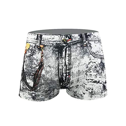 waotier Calzoncillos Hombre De Verano Sexy Denim Impreso Dollar Pocket Boxer Shorts Pantalones Ropa Interior De Mezcla De AlgodóN Deportivo MáS TamañO Tejido BóXer (XXXL,White)