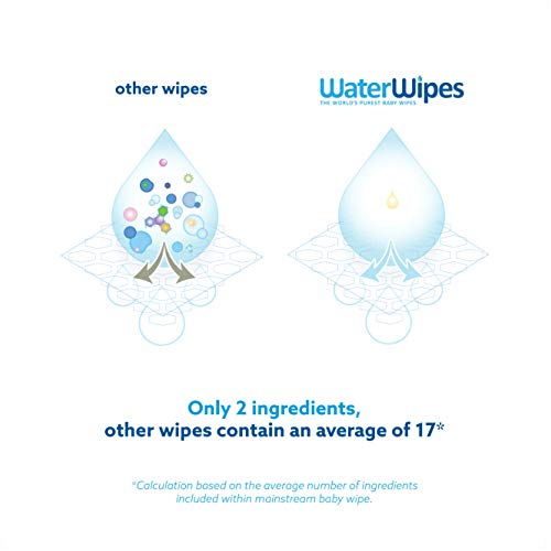 WaterWipes Toallitas para Pieles Sensible de Bebé, 99.9% agua purificada, 9 paquetes x 60 toallitas (540 toallitas)