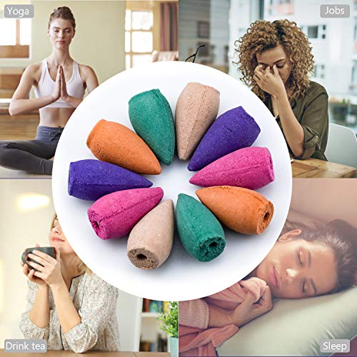 WEKON 155pcs Cono Reflujo, Cono de Incienso, Cono Sándalo Natural, Incienso Pagoda Aromaterapia Olor a Flores Perfume Doméstico Colores Surtidos Meditación SPA 2.3cm Olor Tranquilo Antiestrés