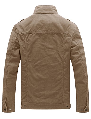 WenVen Chaqueta de Algodón Aviador Casual Caqui Hombre Small