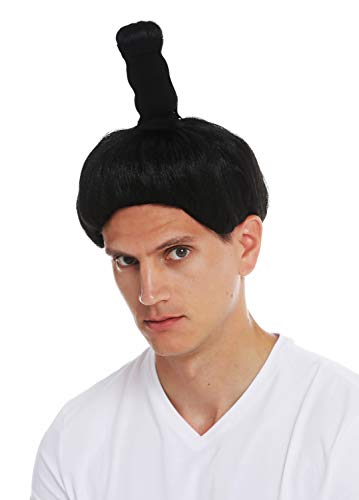 WIG ME UP- 68619-P103 Peluca Halloween Carnaval Hombres Mujeres samurái Chino japonés espadachín