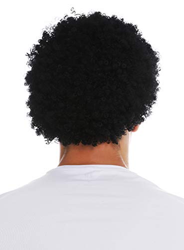 WIG ME UP- MMAS-9M-K01 Peluca para Mujeres Hombres Carnaval Afro rizos Cortos densos Cabello Crespo Negro