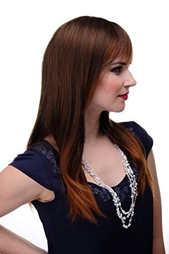 WIG ME UP- peluca de mujer pelo liso mezcla de castaño muy oscuro y castaño cobrizo flequillo aprox. 55 cm de longitud 3280-2T30