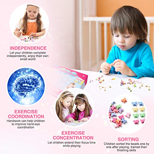 WinWonder Niños Bricolaje Conjunto de Cuentas,1150 PCS Pulseras Collares de Joyas para Niñas Cuentas para la Fabricación de Joyas para Niños