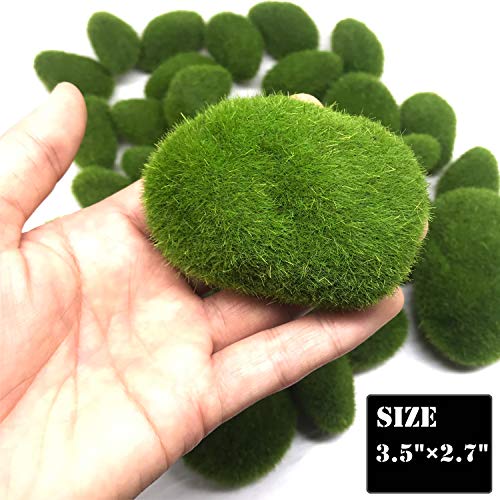 Woohome Musgo Artificial Rocas Decorativas, 25 Pz 2 Tamaño Piedras Artificiales Decorativas de Imitación para Jardines, Diseño de Terrarios de Hada, Arreglos Florales y Manualidades