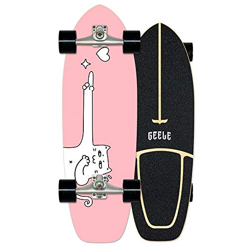 WRISCG Cruiser Boards Carver Skateboard Arce Tabla Completa 78×24cm, Tablero de Arce de 7 Capas, Rodamientos de Bolas ABEC Alta velicidad, para Adolescentes Principiantes Niñas Niños Adultos,B